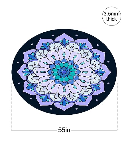 nuveti Large Meditation Mat Non Slip Round Yoga Mat Natural Rubber with Sueded Surface Exercise Mat Perfect for Meditating, Stretching, Yoga（140CM X 3.5MM Thick) - color: JingRuoAnLan