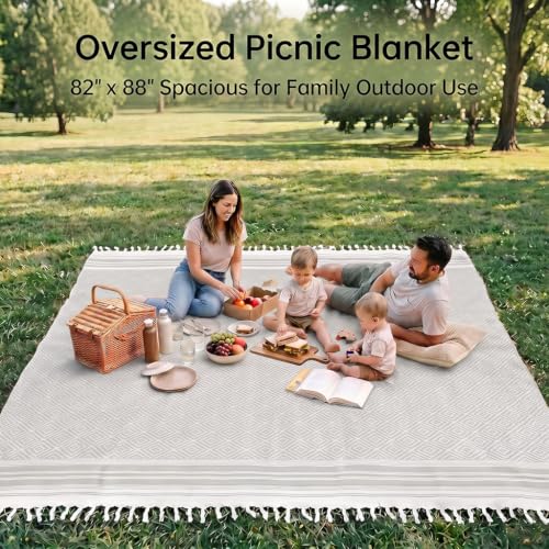 Yongoes Turkish Beach Towel Blanket Oversized 82x88 Light Grey Boho - color: Grey Light, size: Extra Large 82"x88"（208x224cm）