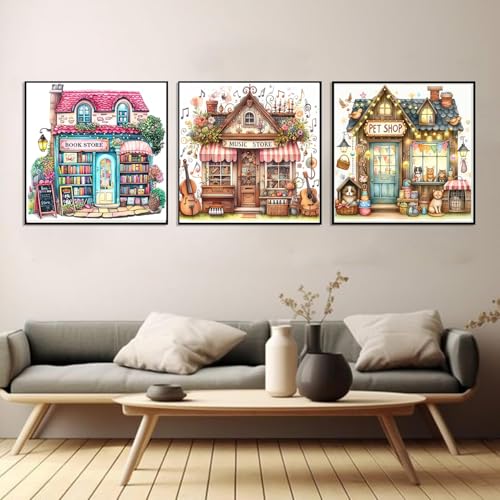 DAZZLEDOTS 4 Pack Diamond Art Kits for Adults Store 5D Diamond Painting | DIY Paint with Round Full Drill Diamond Dots for Beginners, Shop Gem Art for Home Wall Decor 13.8x13.8inch - color: DT016