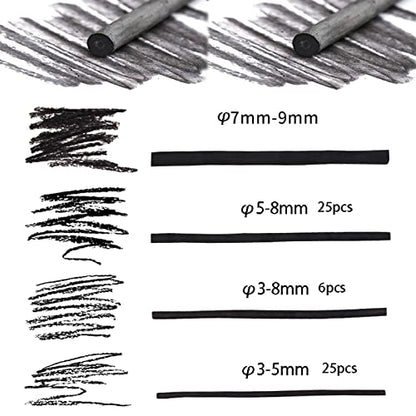 25 pcs Willow Charcoal Sticks for Sketching and Drawing 3-5mm