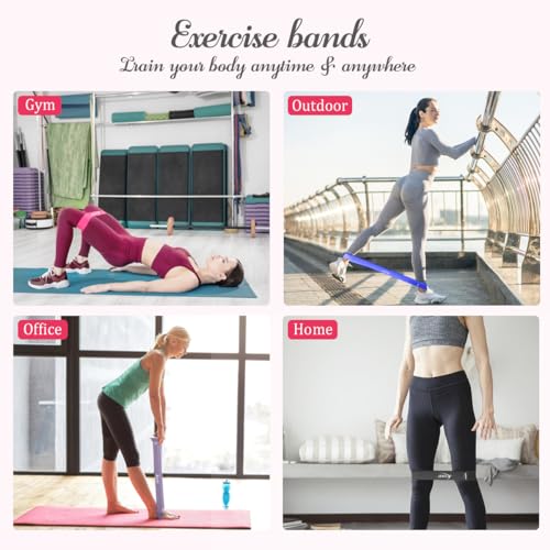 VEICK 5-Level Resistance Loop Bands Set for Strength Training & Pilates - color: Blue