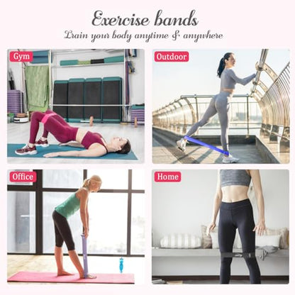 VEICK 5-Level Resistance Loop Bands Set for Strength Training & Pilates - color: Blue