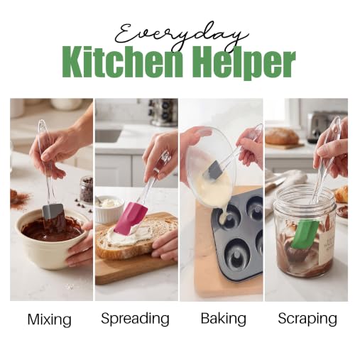 Evelots 6-Piece Mini Spatula Set, Small Silicone Spatulas for Baking | Small BPA-free silicone utensils resist heat up to 446°F; ideal for mixing, scraping, spreading & reaching jars and bowls. - size: Set of 6