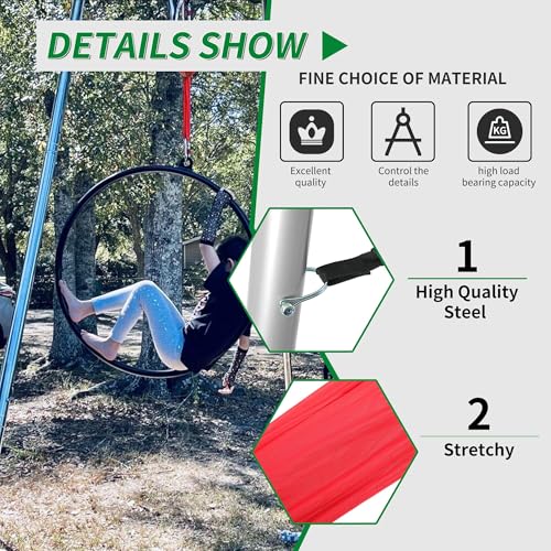 KUAFU Yoga Stand with Yoga Swing Inversion Portable Stand Yoga Frame Yoga Sling Inversion Equipment Steel Silvery for Indoor and Outdoor Triangle Structure