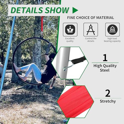 KUAFU Yoga Stand with Yoga Swing Inversion Portable Stand Yoga Frame Yoga Sling Inversion Equipment Steel Silvery for Indoor and Outdoor Triangle Structure