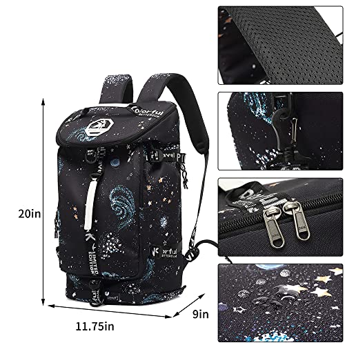 Kalesi Gym Duffle Bag Backpack 4-Way Waterproof with Shoes Compartment for travel Sport Hiking laptop - color: Starry Sky