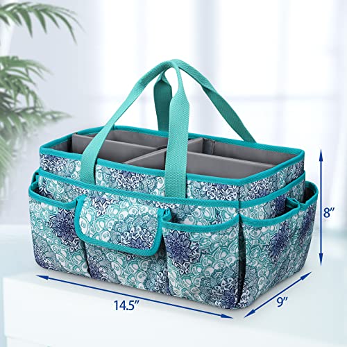 FINPAC Craft Storage Tote Bag with Pockets, Scrapbooking Carrying Case - color: *Emerald Illusions