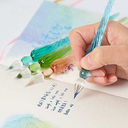 Peacock Blue Glass Dip Pen Vintage Glass Dip Dipping Pen Filling Ink Signature Calligraphy Fountain Pens Art Painting Writing Supplies, Drawing Media, Drawing and Art Supplies