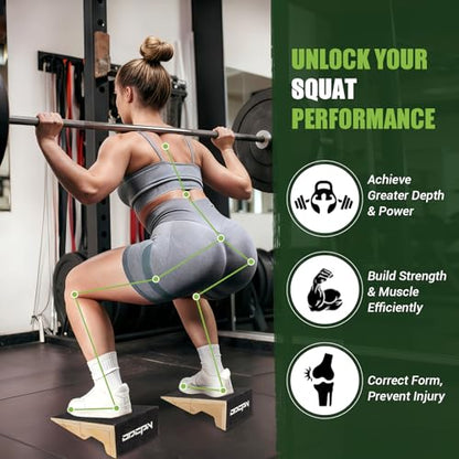 Squat Wedge Block, 1800 LBS Capacity, Wooden Squat Wedge for Heel Elevation