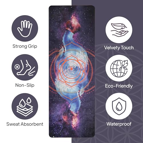 HIGHTOP Yoga Mat with Strap Non-Slip 6mm Thick, Premium Suede & TPE Water Flow Design (72”x24”) Yoga, Hot Yoga, Pilates and Sweaty Workout