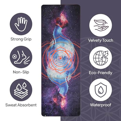 HIGHTOP Yoga Mat with Strap Non-Slip 6mm Thick, Premium Suede & TPE Water Flow Design (72”x24”) Yoga, Hot Yoga, Pilates and Sweaty Workout
