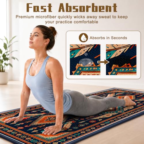 Hot Yoga Towel Non Slip, Ultra-Absorbent Yoga Mat Towel, Soft with Printed Design, Machine Washable, Yoga Pilates Towel Suitable for Exercise, Pilates, Yoga, 72x27in.Three Diamonds - color: Three Diamonds