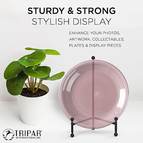 TRIPAR Modern Tripod Easel Display, Black Finish - Lightweight & Durable Design - Perfect for Displaying Decorative Pictures, Artwork, Plates, Tiles, & More (12 Inch) - size: 12 Inch