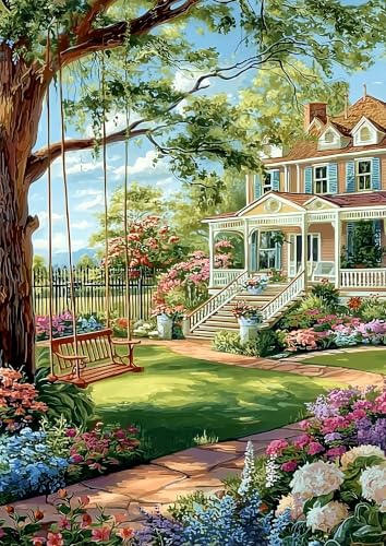 Cottage Country Diamond Art Kits for Adults, Landscape Diamond Art 12X16 In | ﻿ Easy 5D Garden Diamond Art Kits, Round Dots Full Drill, DIY Diamond Painting Kit for Adult Beginners, Home Wall Decor Gifts - color: Country 04