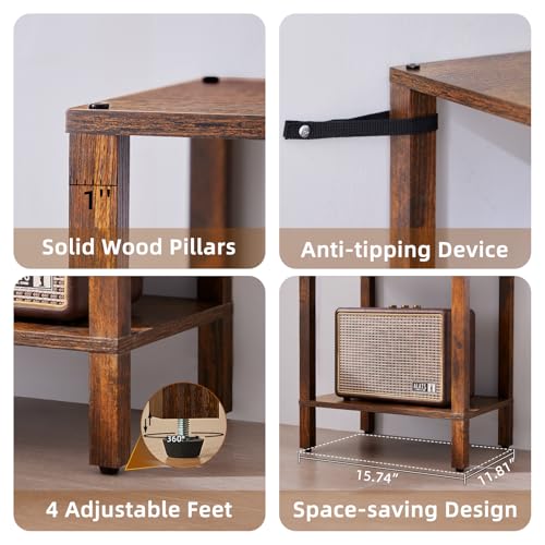 YUFAM 5 Tier Tall Narrow Bookshelf, Skinny Bookcase, Wooden Shelf, Brown - color: Brown, size: 5-Tier
