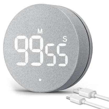 AVINIA Desk Timer for Productivity Magnetic Digital Kitchen Timer Rechargeable Fabric Mesh Cover 99 Mins Countdown/Count Up Stylish Efficana Konah Home Timmer for Cooking (Fabric Gray) - color: Fabric Gray