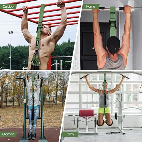 Ayombo Pull Up Assistance Bands, Resistance Bands for Pull Up Bar Workout, Adjustable Heavy Duty Pull Up Assist Equipment with 4 Assistance Bands, Home Gym Fitness Exercise Strength Training - color: Green