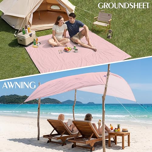 Aroveea Beach Blanket Waterproof Sandproof 78''X81''/10'X9' Oversized Mat - color: Pink, size: 78''x81''