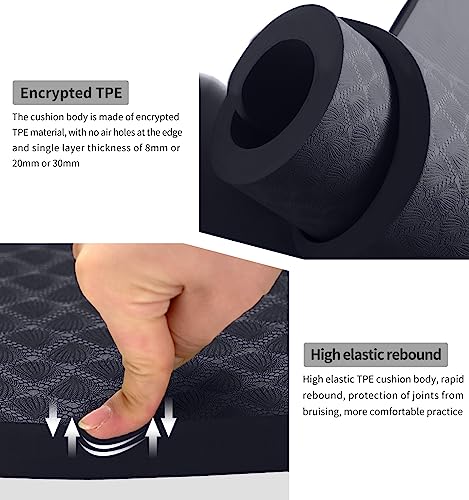 8/20/30mm Jump Rope Mat Fitness Exercise Mat Durable, Non-Slip, Workout Mats with Jump Rope & Carrying Bag for Home Gym Flooring (55"x 24") - color: Gray-20mm