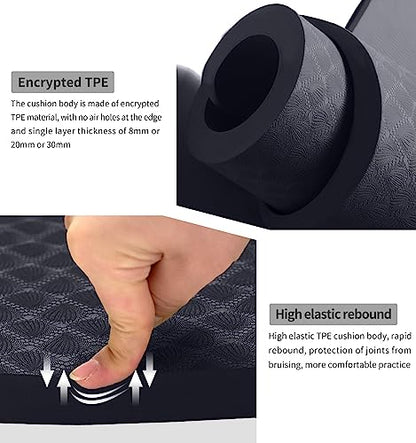8/20/30mm Jump Rope Mat Fitness Exercise Mat Durable, Non-Slip, Workout Mats with Jump Rope & Carrying Bag for Home Gym Flooring (55"x 24") - color: Gray-30mm