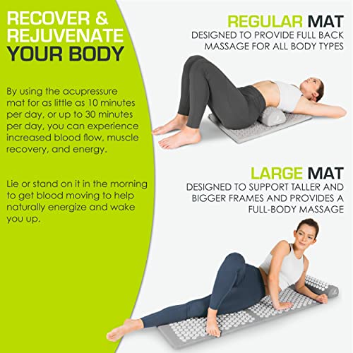 ProsourceFit Acupressure Mat and Pillow Set for Back/Neck Pain Relief and Muscle Relaxation, Large - Gray/Gray - color: Grey/Grey, size: Large