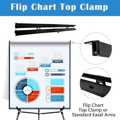 Falling in Art 63 1/2'' Aluminum Flip Chart Easel Stand, Black, 4 Pack | Presentation Easel with Adjustable Floor for Boardroom, Whiteboard, Paper Pads, Signage - style: Black 4-Pack