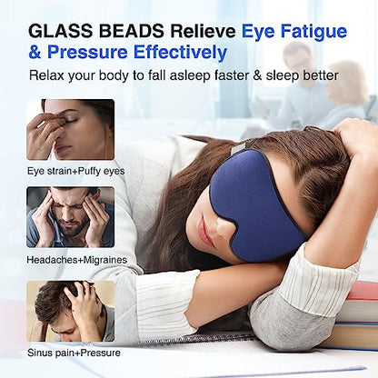 YFONG Weighted Sleep Mask for Women Men, 3D Light Blocking Eye Mask, Blue - color: Blue