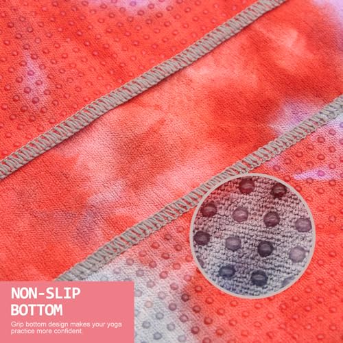 Eunzel Non Slip Hot Yoga Mat Towel with Grip Dots, 72" x 24" - color: Red & Gray, size: 72" x 24"