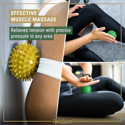 HELDSON Spiky Massage Ball Set 3 Pcs – Foot Massage Balls Soft to Hard