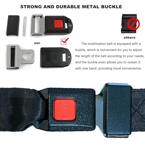 Mobilization Belt with Adjustable Thick Cushioning Pad – Ideal for Physical Therapy, Rehabilitation, Stretching & Mobility Training – Durable Traction Equipment for Therapists and Home Use (Blue) - color: Blue