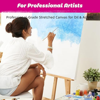 Stretched Canvas for Painting, 2Pack 36X48 Large Canvas for Painting, (400GSM) Triple Primed 2/3" Profile Cotton Professional Artist Quality Blank Canvas,Ready to Paint, Art Supplies for Acrylic, Oil - size: 2pk-36x48 inch