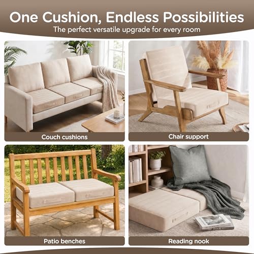 Codi Couch Cushion Replacements 2 Pack, 5 Inch High-Density Foam, 24 Inch - color: Ivory, size: 24 Inch (Pack of 2)