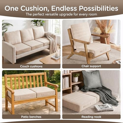Codi Couch Cushion Replacements 2 Pack, 5 Inch High-Density Foam, 24 Inch - color: Ivory, size: 24 Inch (Pack of 2)