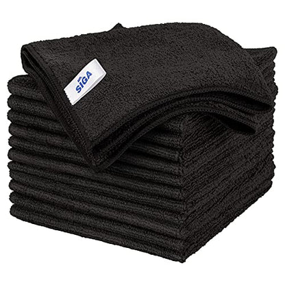 MR.SIGA Microfiber Cleaning Cloths, Streak Free Microfiber Towels, 12 Pack - color: Black