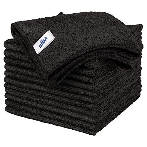 MR.SIGA Microfiber Cleaning Cloths, Streak Free Microfiber Towels, 12 Pack - color: Black