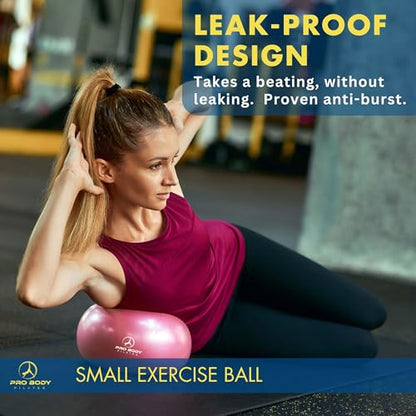 ProBody Pilates Ball Small with Pump - 9 Inch Small Exercise Ball - color: Pink