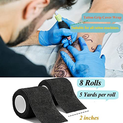 Self Adhesive Bandage Wrap,Black Sports Tape Vet Wrap Cohesive Bandage | CIYAGPOOU 12 Pack 2 Inches 5 Yards Athletic Wrap Breathable Flexible Stretchy for First Aid, Sprains Protection - color: 2 Inches Vet Wrap (12 Pack Black)