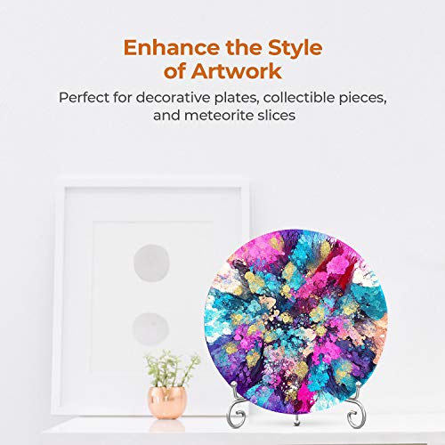 TR-LIFE Plate Stands for Display - 8 Inch Holder + Metal Easel Stand for Picture Frame, Decorative Plates, Photo, Book, Collectibles (Silver 2 Pack) - size: 8 Inch