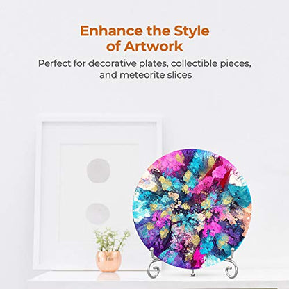 TR-LIFE Plate Stands for Display - 8 Inch Holder + Metal Easel Stand for Picture Frame, Decorative Plates, Photo, Book, Collectibles (Silver 2 Pack) - size: 8 Inch