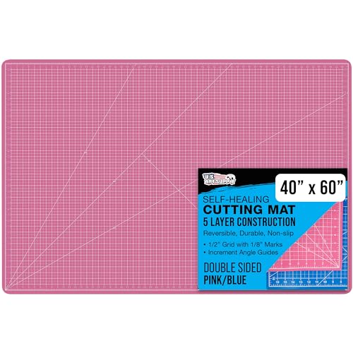 U.S. Art Supply 40"x60" Self-Healing Cutting Mat 5-Ply Pink/Blue | Double-Sided Pink/Blue Craft Mat, Non-Slip Cutting Mats for Crafts, Sewing, Quilting, Scrapbooking - color: Pink/Blue
