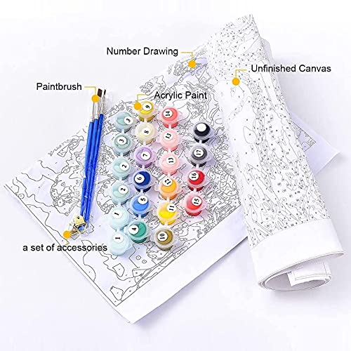 ACSAUMMY DIY Paint by Numbers Kit for Adults Beginners, 16 x 20 Cat Number Artist Paint by Number Kits on Canvas with 3 Brushes Animals Acrylic Painting Crafts for Home Wall Decor