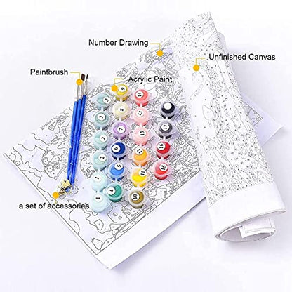 ACSAUMMY DIY Paint by Numbers Kit for Adults Beginners, 16 x 20 Cat Number Artist Paint by Number Kits on Canvas with 3 Brushes Animals Acrylic Painting Crafts for Home Wall Decor