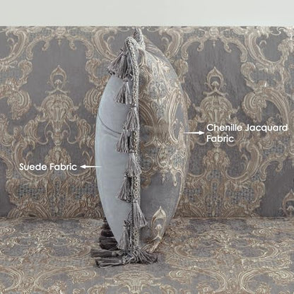 Loom and Mill Luxury Grey Jacquard Throw Pillow Cover 20 x 20 Inch 1 Piece - color: Grey