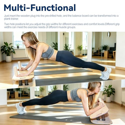 Wooden Balance Board & Wobble Board with Spring System,Adjustable Balance Board for Standing Desk,Stability Trainer for Physical Therapy,Core Strength,Posture Improvement & Home Office Use