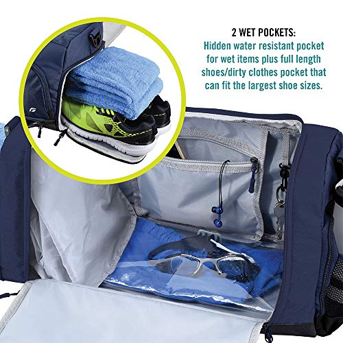 Ultimate Gym Bag 2.0: The Durable Crowdsource Designed Duffel Bag with 10 Optimal Compartments Including Water Resistant Pouch - color: Blue, size: Medium (20")