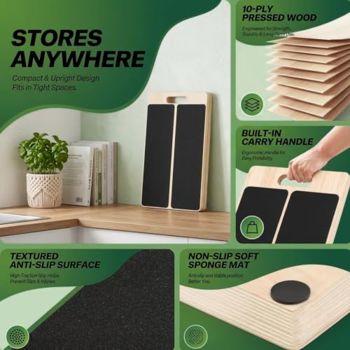 Adjustable Wooden Slant Board, Calf Stretcher for Calf Stretching, Incline Board for Ankle Mobility, Achilles Tendon, Plantar Fasciitis, Squats, Balance Training & Home Gym
