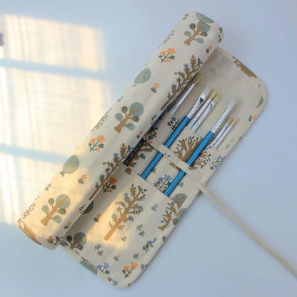 Funny live Paint Brush Holder Art Supplies, Artist Brush Holder & Storage Organizer Roll-Up Case Bag, Protect Acrylic Oil Watercolor Paintbrushes (Trees 20 Slot Pockets) - color: Trees 20 Slot Pockets