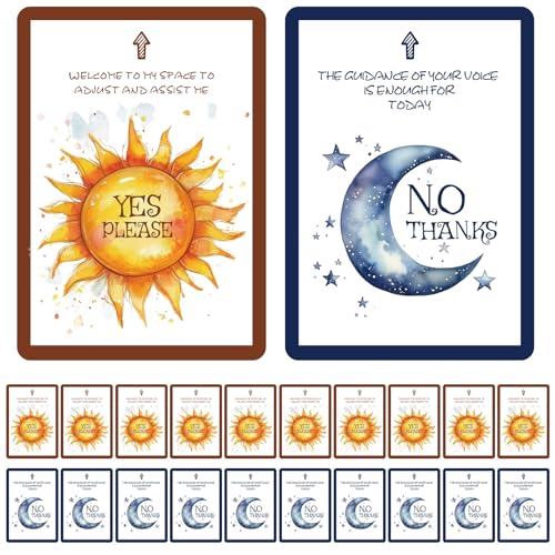 Rounded Corners Yoga Consent Cards,20 Pcs Double-Sided Assist Cards for Yoga Teachers, Pilates and Dance,Yes or No Adjust Cards(7 * 10cm)