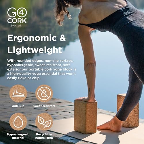 Go4Cork Cork Yoga Block Bundle | Slim, Large & Egg Shapes | Non-Slip, Eco-Friendly Yoga Blocks for Yoga, Pilates & Meditation
