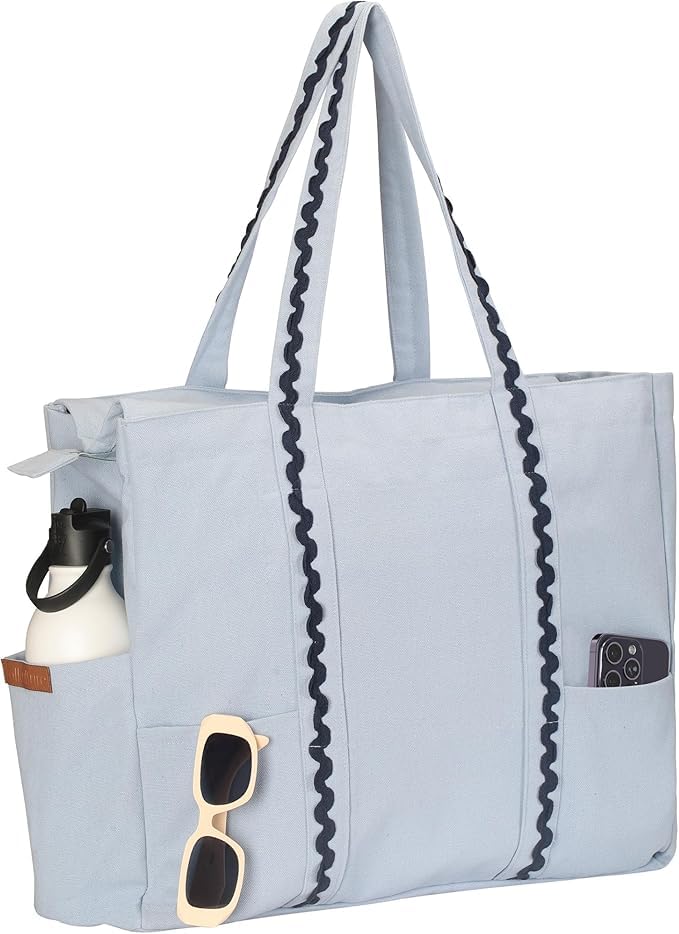 Folkulture Beach Tote Bags For Women, Beach Must Haves 2026-18x15 Inch | Waterproof,Sandproof, Large Tote Bags for Women, Swimming Pool, Beach Essentials, Simple Modern Pool Bag, Bolsos Para Mujeres - color: Ice Blue